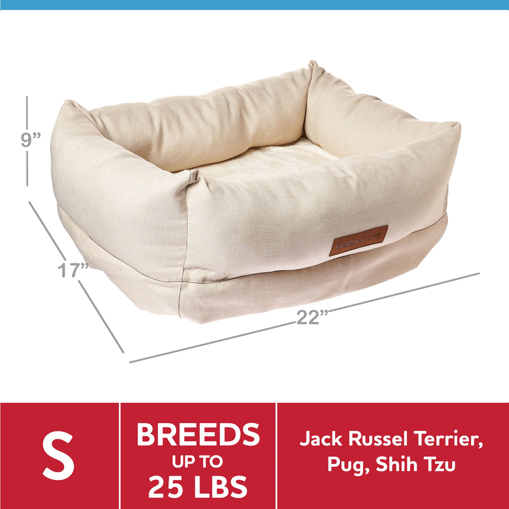 Deluxe Orthopedic Pet Bed, Beige, Small Dog Bed, 18 Inches X 24 Inches, for Small Dogs
