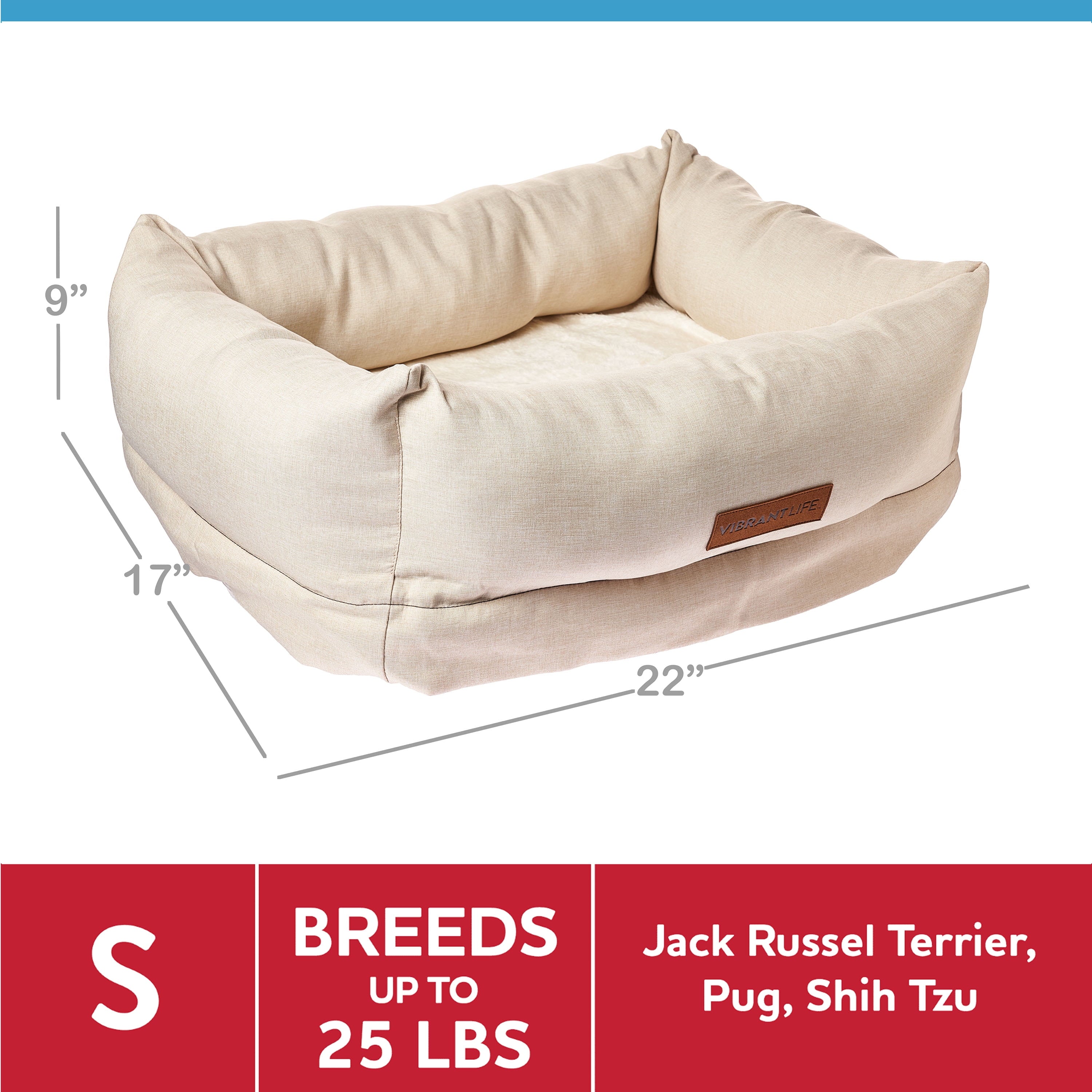 Deluxe Orthopedic Pet Bed, Beige, Small Dog Bed, 18 Inches X 24 Inches, for Small Dogs