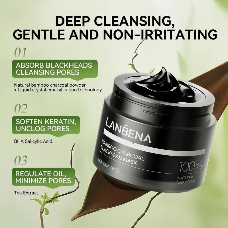 3-In-1 Blackhead Removal Set-Bamboo Charcoal Pore Strips (30G)&Pore Minimizing S