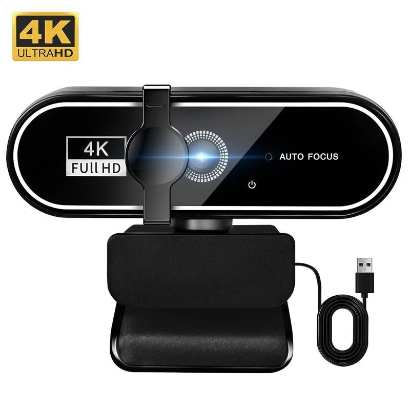 Webcam 4K HD USB Autofocus PC Webcam with Dual Mics for Xbox Laptop Computer Gam