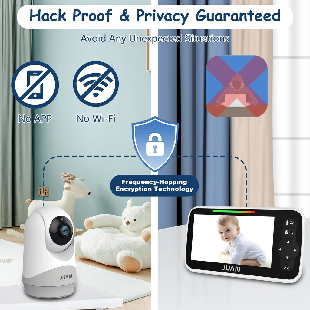 Baby Monitor with Camera and Audio, Video Baby Monitor with No Wifi, 5 Inch Large LCD Screen