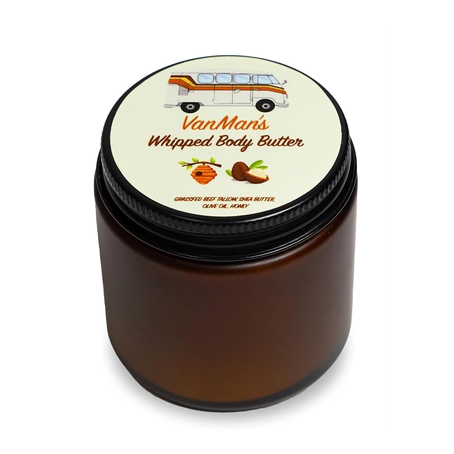 Vanman'S - Whipped Tallow - Body Butter with No Essential Oils - Body Moisturizer with Grass-Fed/Finished Beef Tallow for Skin - Organic Shea Butter, Cold Pressed Olive Oil and Raw Honey - 4 Oz