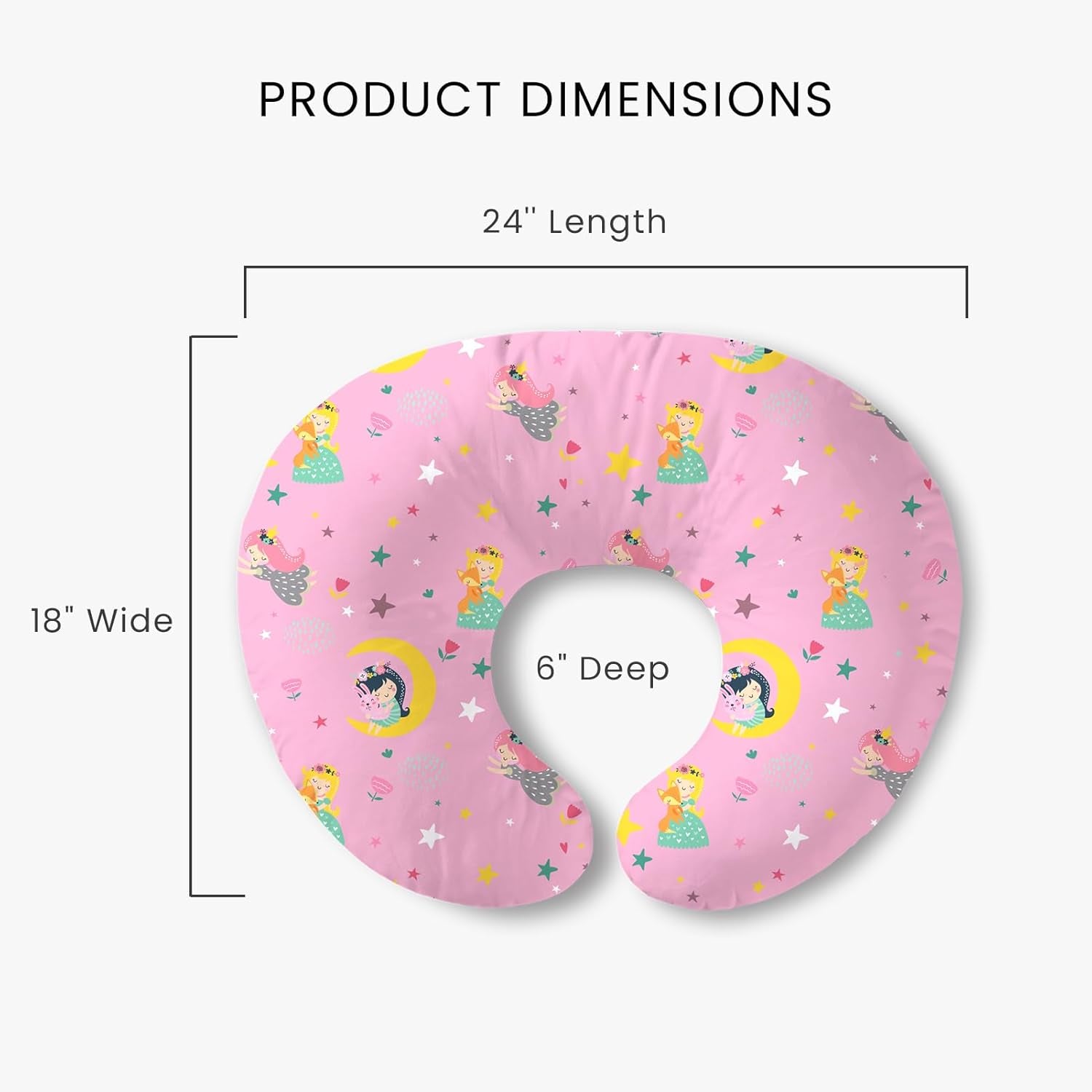Nursing Pillow for Breastfeeding, Breathable Breast Feeding Pillow and Positioner with Removable Cover for More Support, Tummy Time and Bottle Feeding Support Pillow, Moon Fairy