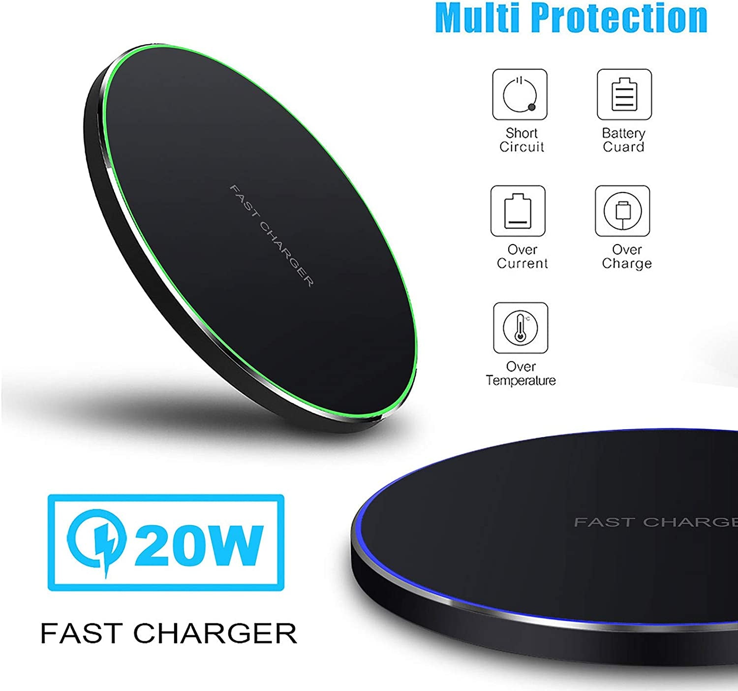 Fast Wireless Charger,20W Max Wireless Charging Pad Compatible with Iphone 16/16 Pro/15/14/13/12/Se/11/Xs Max/Xr,Airpods; Wireless Charge Mat for Samsung Galaxy S25/S24/Note,Pixel/Lg G8