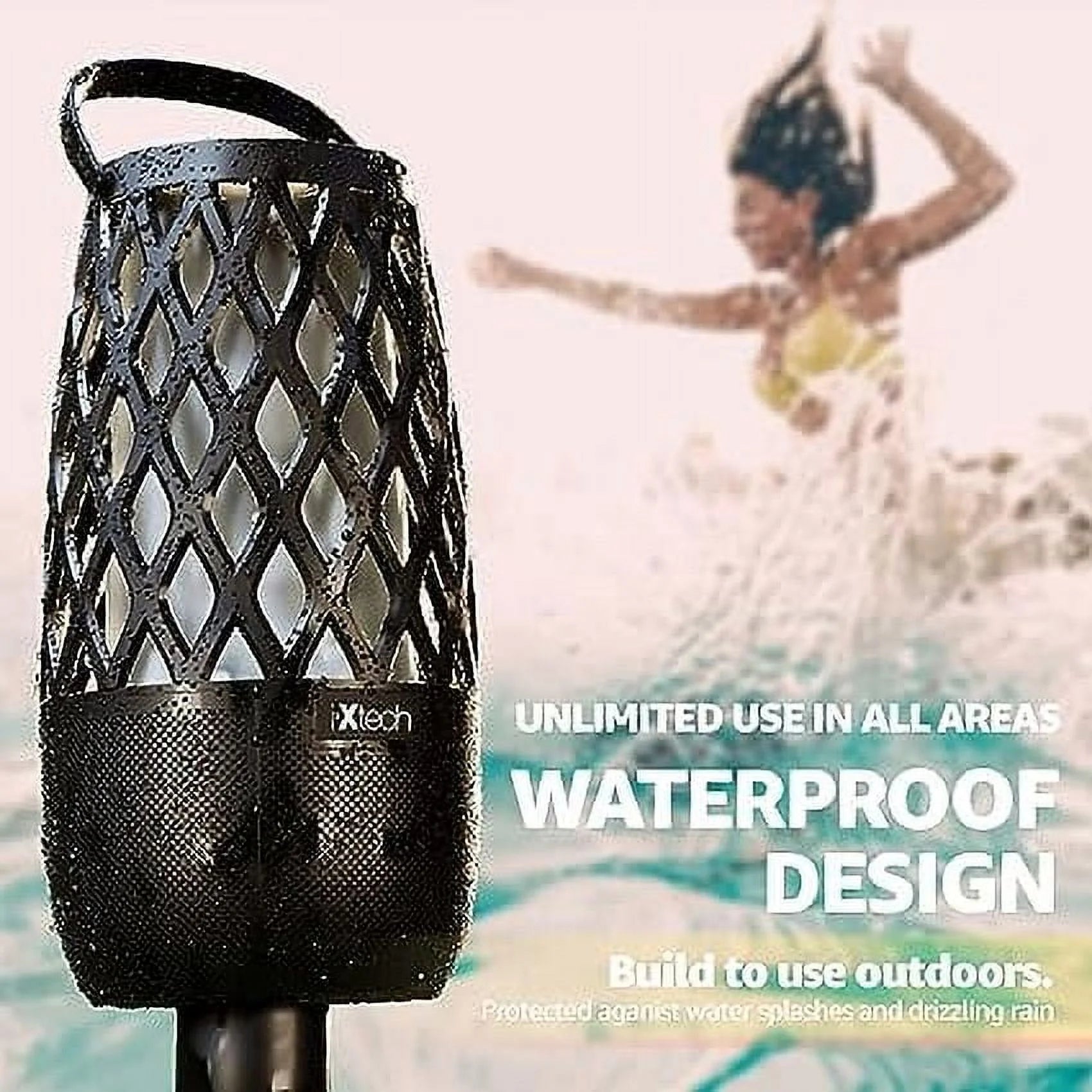 Outdoor Bluetooth Speaker Waterproof Wireless with LED Flame Light, Shower Bluetooth Speaker for Camping Patio Home Decor, Wall Mount&Hook&Stake 1 Pack Fireball