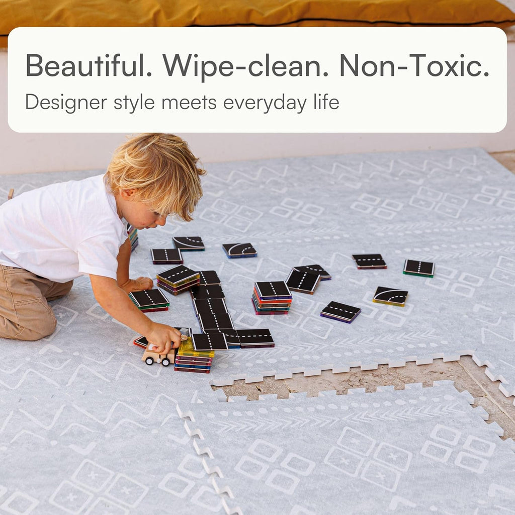 Baby Play Mat for Floor – 4X6Ft Gray | Soft Non Toxic Premium EVA Foam Tiles for Tummy Time, Crawling & Playroom – Waterproof Interlocking Floor Mat for Babies & Toddlers (6 Tiles)