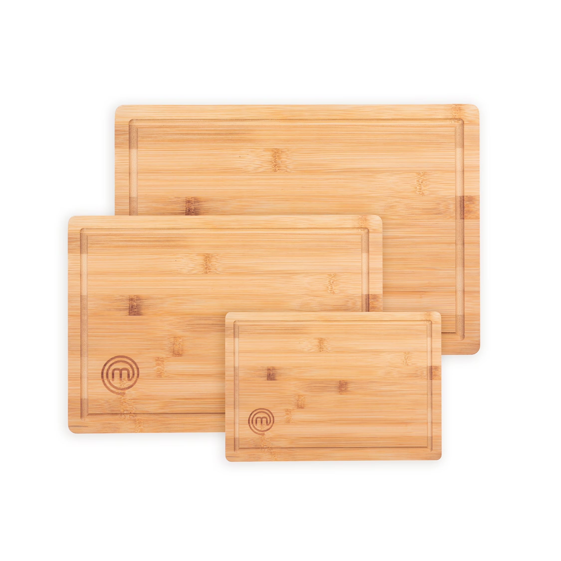 3 Piece Bamboo Cutting Board Set, Natural, Sustainable