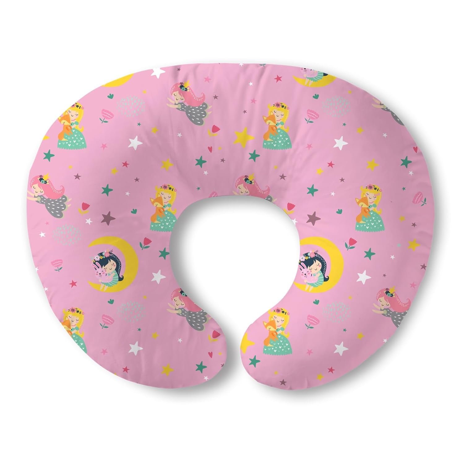 Nursing Pillow for Breastfeeding, Breathable Breast Feeding Pillow and Positioner with Removable Cover for More Support, Tummy Time and Bottle Feeding Support Pillow, Moon Fairy
