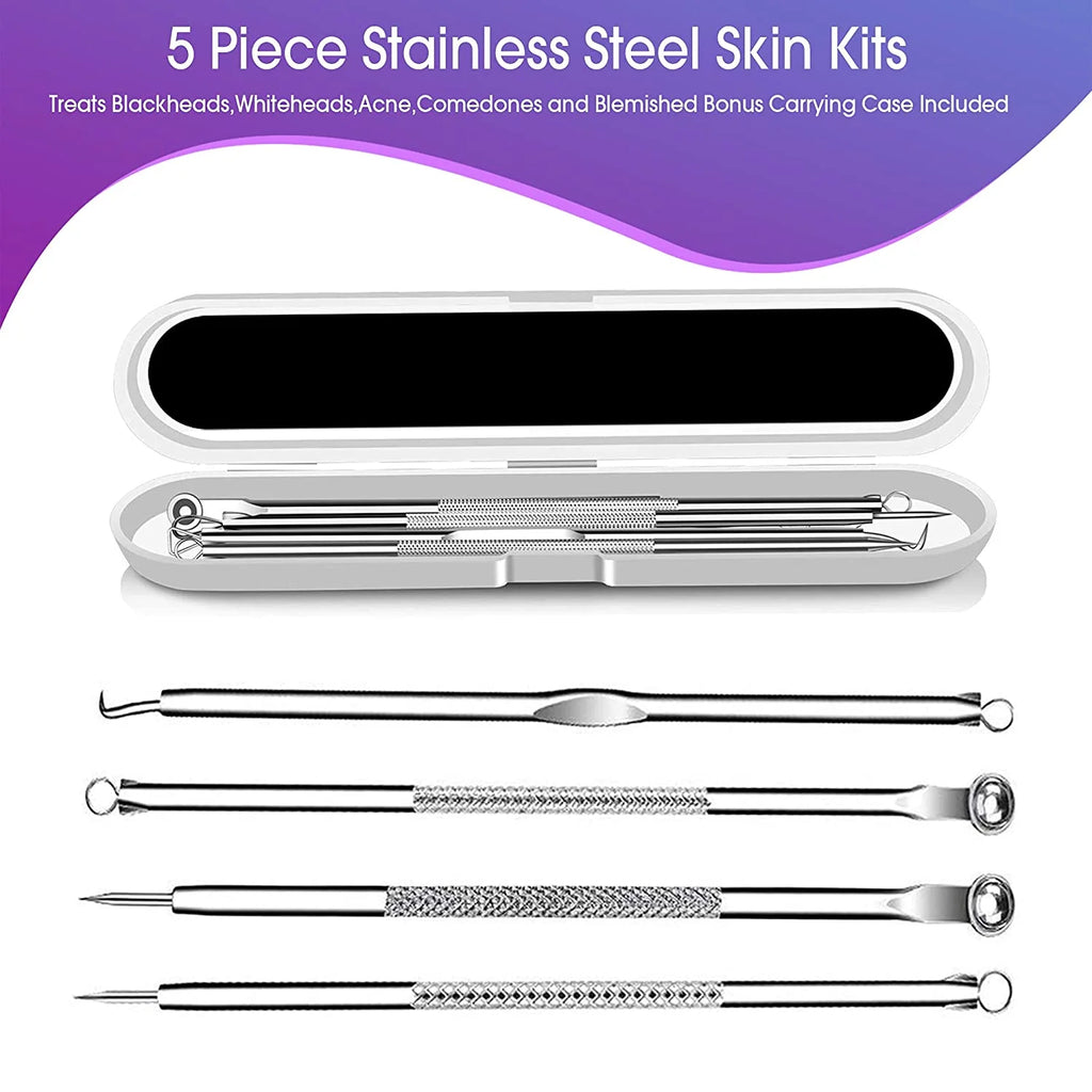 Nano Ionic Facial Steamer & 4-Pc Face Skin Care Tool Set Blackhead Removal Tools for Home Facial Sauna Spa