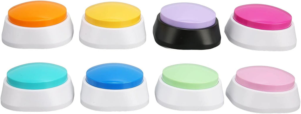 Dog Training Clickers, Recordable Dog Talking , Pet Communication Training Buzzer, 30S Voice Record and Playback, Battery Powered, for Drink, Play, Eat, 8 Packs