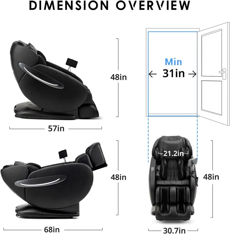 2025 3D Reclining Massage Chair Full Body - SL Track Zero Gravity Massage Chair Recliner with Calf and Foot Rollers, AI Voice Control, LCD Screen, Quick Access Buttons