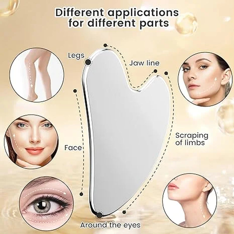 304 Stainless Steel Gua Sha Facial Tools 1 PC, Guasha Tool for Face or Body Massage, Massager Tool for Facial Care, Skin Care Tool for Body Treatment, Metal Gua Sha Beauty Essentials