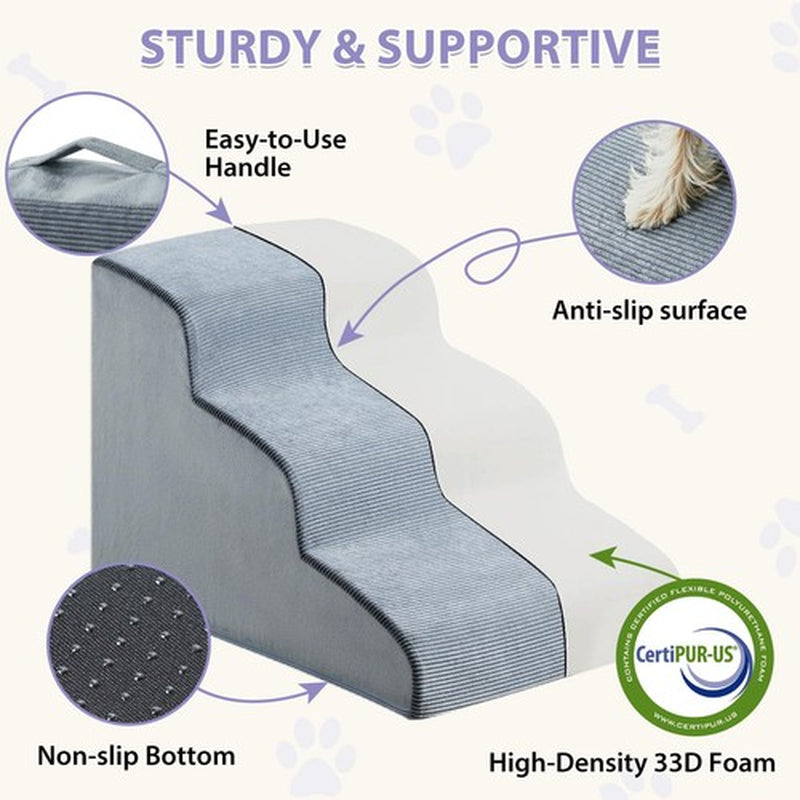 Dog Stairs for Small Dogs 3-Steps Ramp for Bed and Couch Pet with Highly