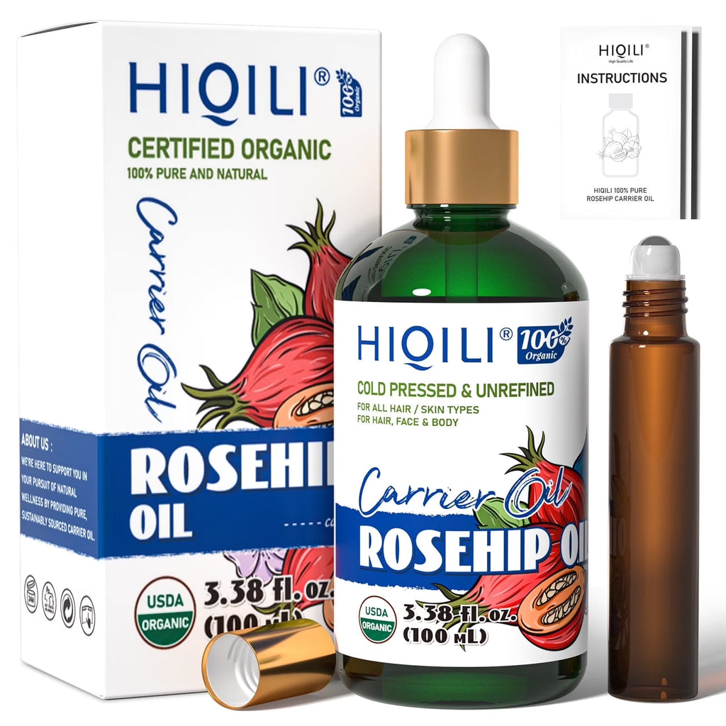 Rosehip Seed Carrier Oil, Pure Cold Pressed Organic, 100Mlfor Massage Skin Hair & Nails