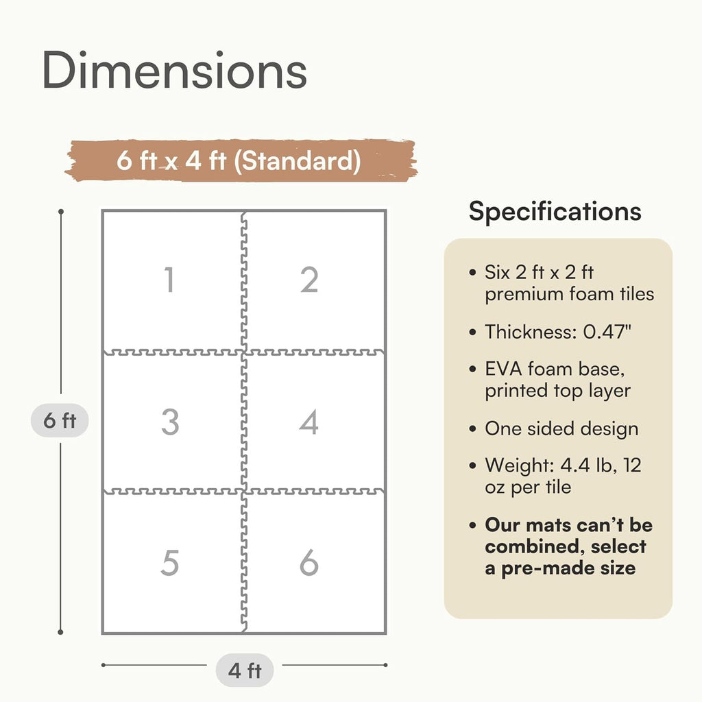 Baby Play Mat for Floor – 4X6Ft Gray | Soft Non Toxic Premium EVA Foam Tiles for Tummy Time, Crawling & Playroom – Waterproof Interlocking Floor Mat for Babies & Toddlers (6 Tiles)