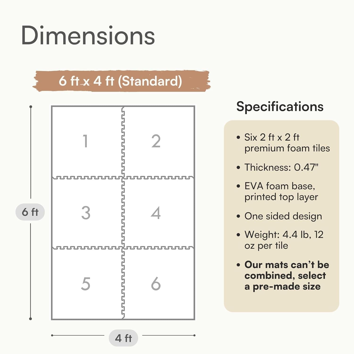 Baby Play Mat for Floor – 4X6Ft Gray | Soft Non Toxic Premium EVA Foam Tiles for Tummy Time, Crawling & Playroom – Waterproof Interlocking Floor Mat for Babies & Toddlers (6 Tiles)