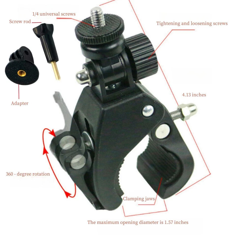 Action Camera Mount Clamp, Bike/Motorcycl