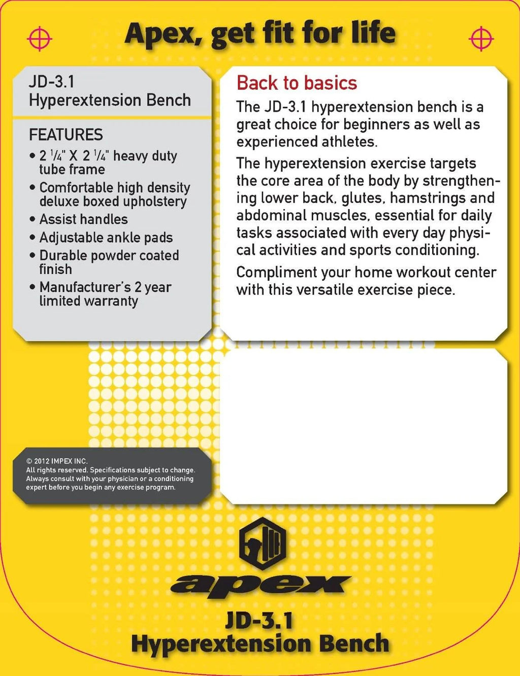 Roman Chair Hyper-Extension Home Workout Multipurpose Bench JD-3.1