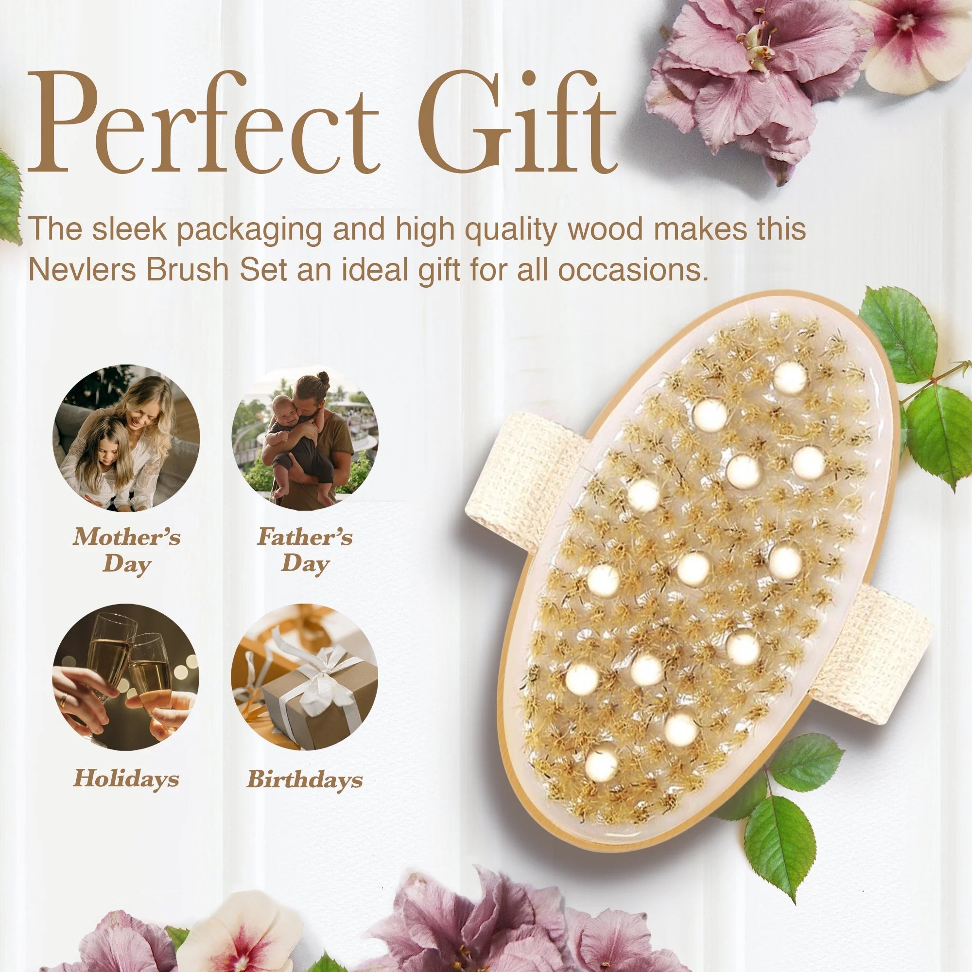 Natural Boar Dry Body Brush Set | Exfoliate, Massage, Reduce Cellulite