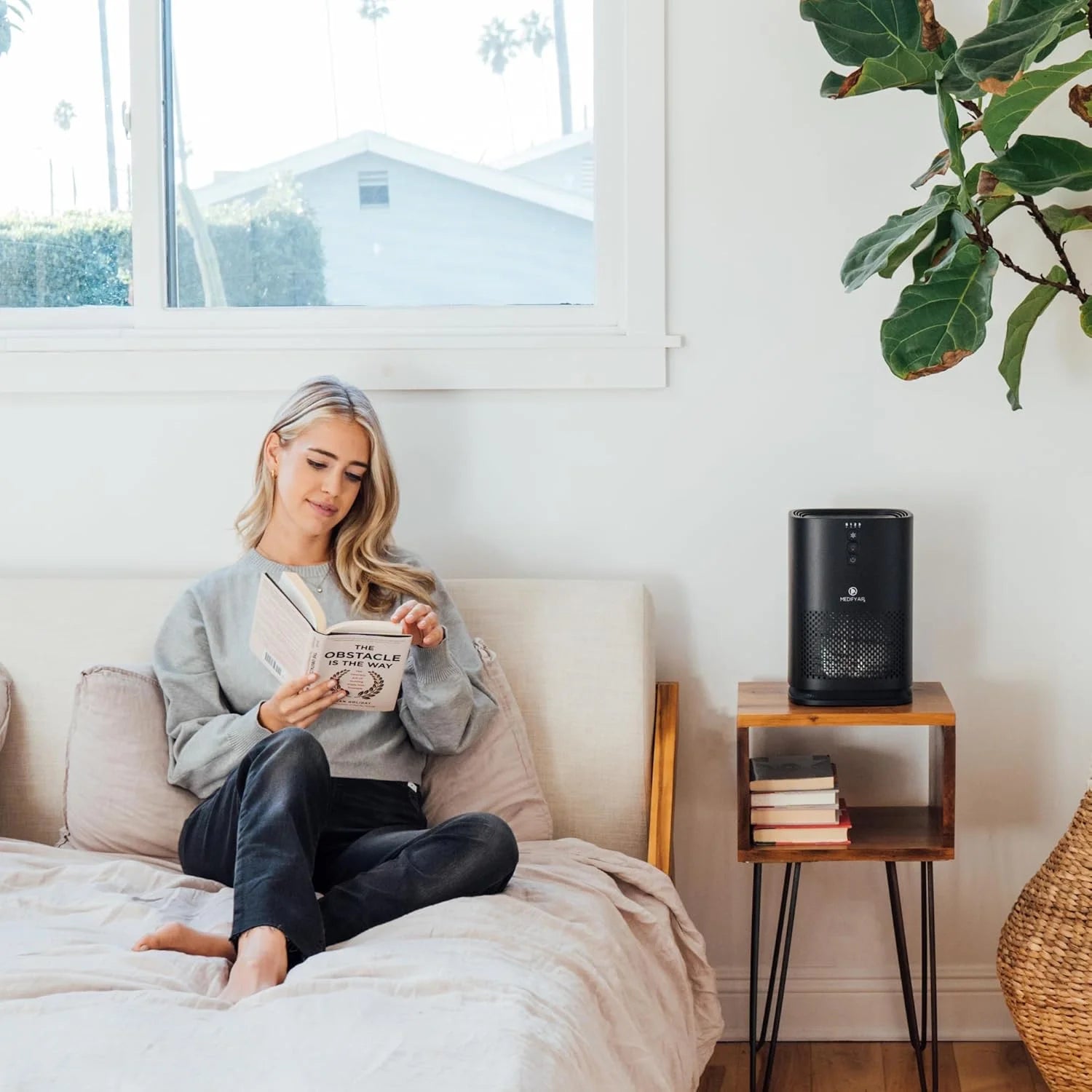 Black MA-14 Air Purifier with HEPA Filters I Smoke Dust Odors Pet Dander I 3 in 1 with Pre-Filter HEPA H13 & Activated Carbon I Removal of 0.1 to 0.3 Microns I 428 Sq Ft Coverage I 1-Pack