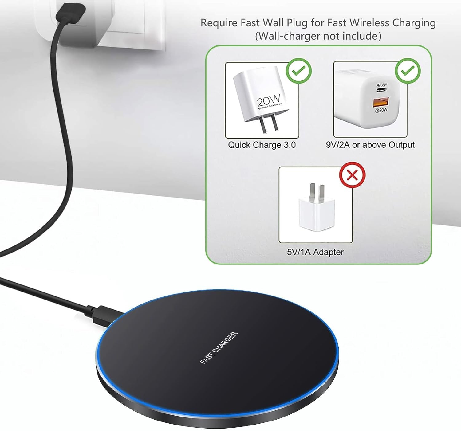 Fast Wireless Charger,20W Max Wireless Charging Pad Compatible with Iphone 16/16 Pro/15/14/13/12/Se/11/Xs Max/Xr,Airpods; Wireless Charge Mat for Samsung Galaxy S25/S24/Note,Pixel/Lg G8