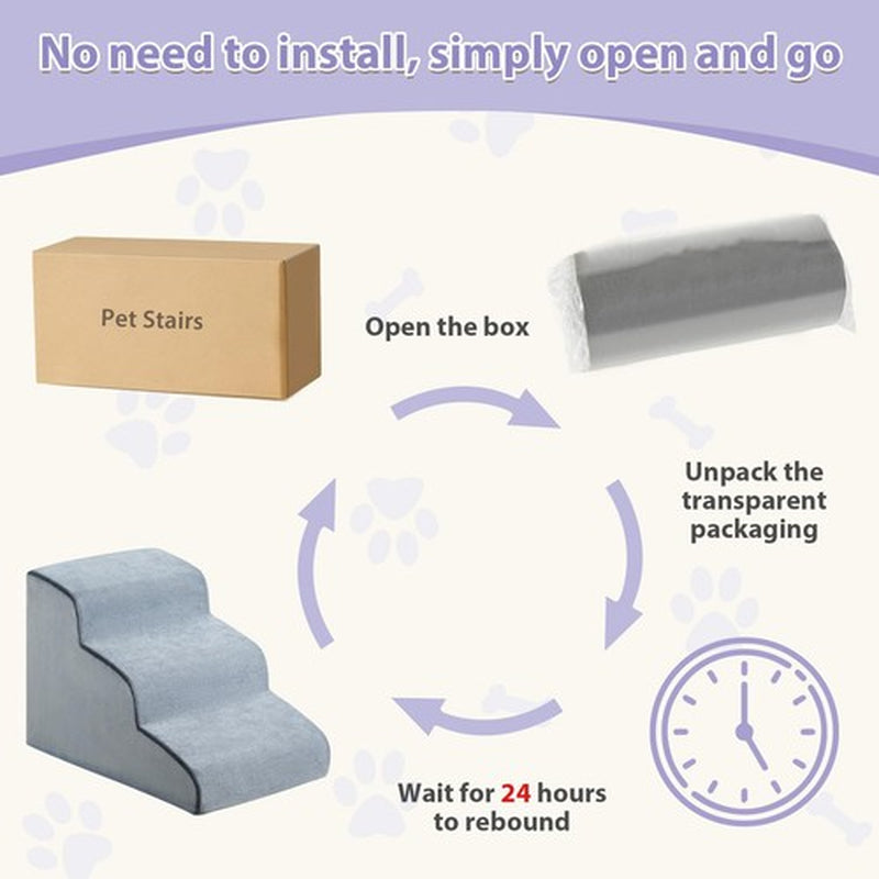 Dog Stairs for Small Dogs 3-Steps Ramp for Bed and Couch Pet with Highly