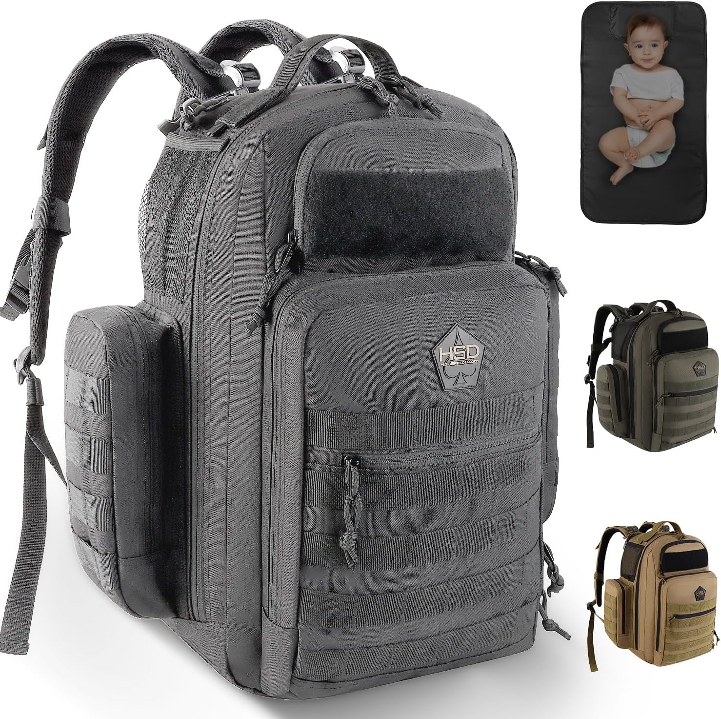 - Baby Diaper Backpack, Military-Grade, Waterproof, Compact Baby Travel Bag with Diaper Changing Mat