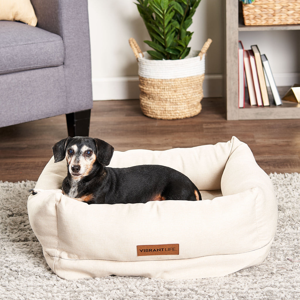 Deluxe Orthopedic Pet Bed, Beige, Small Dog Bed, 18 Inches X 24 Inches, for Small Dogs